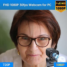Load image into Gallery viewer, Auto Tracking Webcam with Privacy Shutter, Microphone, Remote Control, Full HD 1080P Video, 73° View Camera, WDR, USB Plug and Play, for Desktop PC Laptop Computer