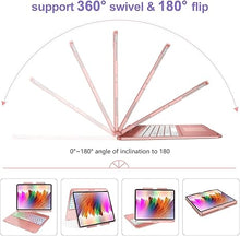 Load image into Gallery viewer, Swivel Wireless Keyboard Case for iPad Pro 12.9 (6th/5th/4th/3rd Gen), Rainbow Backlits & Multi-Touch Trackpad, Magic 360° Rotatable Protective Keyboard Cover with Pencil Holder,Thin & Light-Rose Gold