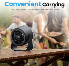 Load image into Gallery viewer, WSKEN Desk Fan with Battery Operated, Quiet Digital Display Portable Fan for Office, Bedroom, Kitchen, Home, Outdoor, 100 Speeds 115° Tilt Small Travel Camping Table Fan,Bluish Black
