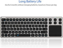 Load image into Gallery viewer, Arteck 2.4G Wireless Touch TV Keyboard with Easy Media Control and Built-In Touchpad Mouse Solid Stainless Ultra Compact Full Size Keyboard -Connected Computer, Smart TV, HTPC