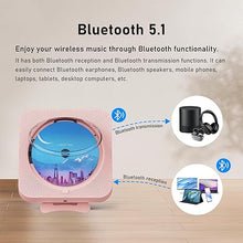 Load image into Gallery viewer, Portable CD Player with Bluetooth Desktop CD Player for Home CD Music Players with Remote Control,Timer,Built-in Dual Speakers with LED Display Home Audio Boombox FM Radio (Pink)