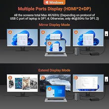 Load image into Gallery viewer, USB C Docking Station Triple Monitor, Laptop Docking Station with Dual 4K@60Hz HDMI, 4K@60Hz DP, 8 USB A/C Ports, 1000Mbps Ethernet, SD/TF Card Slot, 100W AC Power Adapter for Hp Dell Windows Laptops