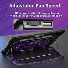 Load image into Gallery viewer, AICHESON Laptop Cooling Pad for 15.6 to 17.3 Inches PC Notebooks, 5 Fans Computer Cooler Stands with Purple Lights Desk Chiller Mat, S035