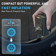 Load image into Gallery viewer, Mini Bike Pump, 150PSI Electric Air Pump Portable Bicycle Cordless Rechargeable Inflator with Digital Pressure Gauge with Presta and Schrader Valve for Bicycle,MTB,Motorcycle,Ball