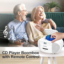 Load image into Gallery viewer, Gelielim CD and Cassette Player Combo, Portable Boombox AM/FM Radio, Tape Recording, 5.1V Bluetooth Speaker, USB Playback with Earphone Jack, Remote Control, AC/Battery Powered, for Home,Senior,Child