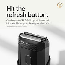 Load image into Gallery viewer, MANSCAPED® The Handyman™ Compact Face Shaver – Portable Men’s Travel Facial Hair Groomer, USB-C Rechargeable Electric Razor, Waterproof, Cordless, Dual-Action SkinSafe® Long-Hair Leveler & Foil Blades