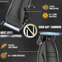 Load image into Gallery viewer, Novah® Professional Hair Clippers for Men, Professional Barber Clippers and Trimmer Set, Mens Cordless Hair Clippers for Barbers Haircut Kit Fade