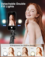 Load image into Gallery viewer, 71" Phone Tripod,Tripod for iPhone with Fill Light and Rechargeable Remote,Aluminum Selfie Stick Phone Stand Compatible with Cell Phone/Camera/Ring Light/DJI/GoPro