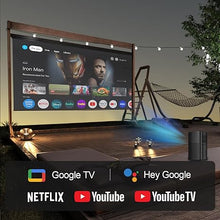 Load image into Gallery viewer, OTHA 1080P FHD Portable Projector, Built in Google TV, Netflix, DLP 3D Mini Projector, WiFi, Auto Focus & Keystone, 400 ANSI Lumens, Outdoor Video Projector, Integrated Battery, 3 Hours of Playtime