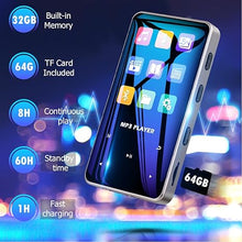 Load image into Gallery viewer, 96GB Mp3 Player with Bluetooth 5.0 - Aiworth Portable Digital Lossless Music MP3 MP4 Player for Kids with FM Radio HD Speaker for Sports Running Super Light Metal Shell Touch Buttons