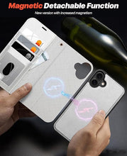 Load image into Gallery viewer, OCASE for iPhone 16 Case Detachable Wallet Case with Card Holder, 2 in 1 Pu Leather Flip Folio with RFID Blocking Stand Wrist Strap Shockproof Phone Cover 6.1 Inch 2024, Silvery