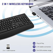 Load image into Gallery viewer, Wireless Keyboard, 2.4G Full-Sized Ergonomic Wireless Computer Keyboard with Wrist Rest for Windows, Mac OS Laptop/PC/Desktop/Notebook(Black)