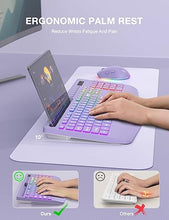 Load image into Gallery viewer, SABLUTE Wireless Keyboard and Mouse Combo, 9 Backlit Effects, Wrist Rest, Phone Holder, 2.4G Lag-Free Ergonomic Keyboards, Rechargeable Silent Cordless Set for Computer, Laptop, Mac, Windows?Purple?