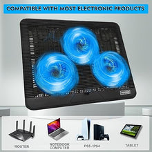 Load image into Gallery viewer, NAGAN Laptop Cooling Pad with Dual USB Ports, USB Powered Cooling Pad for Laptop with 2 Adjustable-Height, 3 Fan with Blue Light, Fits 15-17.3 inch Laptops