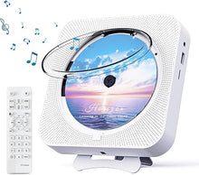 Load image into Gallery viewer, Bluetooth Portable Home CD Music Player with Remote Control, Timer, Built-in Speakers and LED Display - FM Radio Boombox (White)