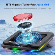 Load image into Gallery viewer, IETS GT600 RGB Laptop Cooling Pad Equipped with Gigantic Turbo-Fan?5.5inch Diameter?,Sealed Foam for Rapid Cooling Gaming Laptop,14.1-19.3 inch Laptop Cooler with 3-Port USB Hub,Dust Filter