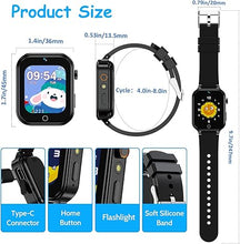 Load image into Gallery viewer, 1.5 Inches Kids Smart Watch for Boys Girls, 26 Puzzle Games, Smartwatch with Camera, Pedometer, Video Voice Music Player Learning Card,Christmas Birthday Gift for 3-12 Years Children (Black)
