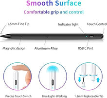 Load image into Gallery viewer, Stylus Pen, Tablet Pen Compatible for Android and iOS Touchscreens, Rechargeable Stylists Pen with Dual Touch Screen, Stylus Pencil for A-pple/Android/Tablet, Black