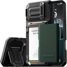 Load image into Gallery viewer, VRS DESIGN Damda Glide DuoGuard for iPhone 16 Pro Max Phone Case (2024), Premium Sturdy Fully Covered Camera Lens Protection Cover Card Holder Wallet Case (Metallic Green)