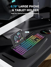Load image into Gallery viewer, Wireless Keyboard and Mouse Combo, 9 Backlit Effects, Wrist Rest, Phone Holder, 2.4G Lag-Free Ergonomic Keyboards, Rechargeable Silent Cordless Set for Computer, Laptop, PC, Mac, Windows -SABLUTE
