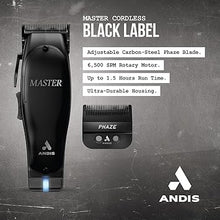 Load image into Gallery viewer, Andis Black Label MLC Professional Master Cordless Hair Trimmer, Adjustable Carbon Steel Blade Hair Clipper for Close Cutting, Black