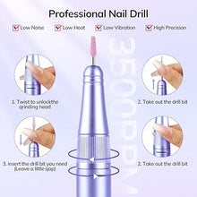 Load image into Gallery viewer, Lavinda Electric Nail Drill Machine, Professional 35000RPM Nail File Cordless Rechargeable Nail Efile for Acrylic Gel Nails, Manicure Pedicure Polishing Shape Tools for Salon Home Use-Purple
