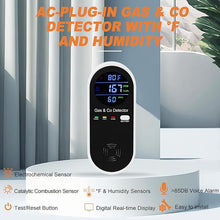 Load image into Gallery viewer, 3 Packs Plug in Gas & Carbon Monoxide Detector, 4-in-1 Carbon Monoxide Alarm,Fahrenheit(°F) & Humidity,Natural Gas Detector,Methane,Propane & CO Detector for Home,RV,Apartment