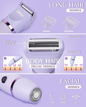 Load image into Gallery viewer, Ufree Bikini Trimmer for Women, Electric Razors for Women, Rechargeable Pubic Hair Trimmer Womens Electric Shaver for Legs Body Hair, Bikini Shaver IPX7 Waterproof, Gifts for Women, Purple