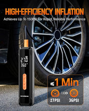 Load image into Gallery viewer, NEVERLAND Tire Inflator Portable Air Compressor with 20000mAh Battery, 150 PSI Air Pump for Car Tires, 12V DC Electric Tire Pump with Pressure Gauge LED Light for Car, Bike, Motorcycle, Ball