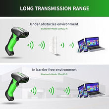 Load image into Gallery viewer, NETUM 2D QR Industrial Bluetooth Barcode Scanner with Charging Dock, Upgraded Wireless 2D/1D Bar Code Reader, 2600mAh Battery, Drop Dust WaterProof, Hands-Free for Windows, Mac, Android, iOS (NT-1950)