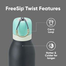 Load image into Gallery viewer, Owala FreeSip Twist Insulated Stainless Steel Water Bottle with Straw for Sports and Travel, BPA-Free, 24-oz, Blue/Grey (Foggy Tide)