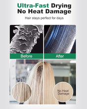 Load image into Gallery viewer, 7MAGIC High-Speed Hair Dryer with 110,000RPM Brushless Motor for Fast Drying, Low Noise Blow Dryer with Tri-Colour LED Light Ring, 1400W Ionic Hair Dryer for Home and Travel, Magnetic Nozzle, Green