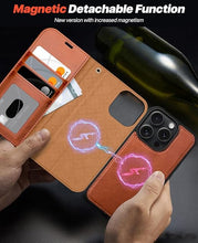 Load image into Gallery viewer, OCASE for iPhone 16 Pro Case Detachable Wallet Case with Card Holder, 2 in 1 Pu Leather Flip Folio with RFID Blocking Stand Wrist Strap Shockproof Phone Cover 6.3 Inch 2024, Brown