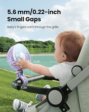 Load image into Gallery viewer, Gaiatop Baby Stroller Fan, 4000mAh Oscillating Mini Portable Fan with Light, 4 Speeds Battery Operated Small Handheld Desk Fan, 360° Rotate Flexible Tripod Clip On Fan for Car Seat Crib Travel Purple