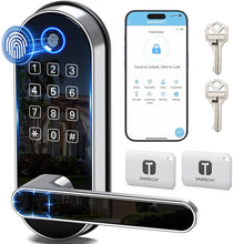 Load image into Gallery viewer, Keyless-Entry Keypad Fingerprint Smart Lock: Digital Door Lock with Code Passcode, Electronic Door Handle, Biometric Door Knob for Entry Door, Bedroom Door (Silver)