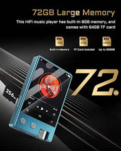 Load image into Gallery viewer, MP3 Player with Bluetooth,HiFi Lossless DSD/FLAC Digital Audio Music Player Portable,Flac DSD256/128/64 Supported,Portable 2.4" IPS Screen,64GB Micro SD Card Included,Support Up to 256GB Z12Pro