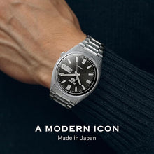 Load image into Gallery viewer, SEIKO SNXS79 Automatic Watch for Men 5-7S Collection - Black Dial on Silver with Luminous Hands, Day/Date Calendar, Stainless Steel Case & Bracelet