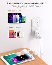 Load image into Gallery viewer, 2 Pack Israel Power Adapter, One Beat Israel Travel Plug Adapter with 3 American Outlets 3 USB Ports(1 USB C), 6 in 1 Type H Travel Adapter Plug Converter for US to Israel, Jerusalem, Palestine