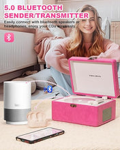 Load image into Gallery viewer, CD Player Portable for Home with Upgraded Speakers Bluetooth in/Out Rechargeable Desktop CD Player with LED Screen Boombox Music Player Hot Pink