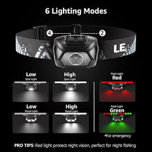 Load image into Gallery viewer, Lepro 320015 Battery Powered Headlamp - 1300Lux Super Bright LED Head Lamp with Red Light, IPX4 Waterproof Headlights for Outdoor Camping, Hiking, Hunting, Power Outages, Emergency, Hurricane, 2 Pack