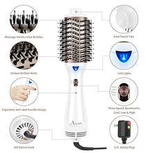 Load image into Gallery viewer, One Step Dryer & Volumizing Hot Air Brush, Blow Dryer, Ceramic Straightener, Curler & Hot Comb 4 in 1 Salon Ionic Hair Styling Tools, White
