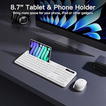 Load image into Gallery viewer, Wireless Keyboard and Mouse Combo, Soueto 2.4G Full-Sized Computer Keyboard with Phone Tablet Holder, 22 Multimedia Shortcuts, Numeric Keypad, 6 Button Silent Mouse for Windows, Mac (White)