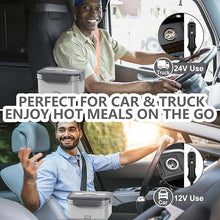 Load image into Gallery viewer, Electric Lunch Box Food Heater, 1.8L Heated Lunch Box for Adults for Car Truck, 12V/24V/110V/220V Portable Food Warmer Lunch Box, 100W Heating Lunchbox for Work (White & Gray)…