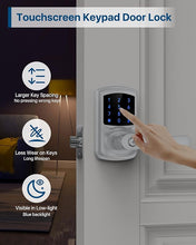 Load image into Gallery viewer, Keyless Entry Door Lock, Keypad Door Lock with Handle, Electronic Door Lock, Touchscreen, Auto-Locking, Anti-peep Password, Easy to Install for Front Door Home Appartment Office Satin Chrome