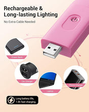 Load image into Gallery viewer, DEWENWILS Book Reading Light, USB Rechargeable Booklight for Reading in Bed, LED Clip On Book Lights for Kids, Bookworms, Blue Light Blocking, 4 Brightness Adjustable for Eye Care (Pink)
