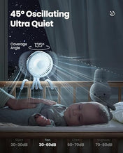 Load image into Gallery viewer, Gaiatop Baby Stroller Fan, 4000mAh Oscillating Mini Portable Fan with Light, 4 Speeds Battery Operated Small Handheld Desk Fan, 360° Rotate Flexible Tripod Clip On Fan for Car Seat Crib Travel Blue