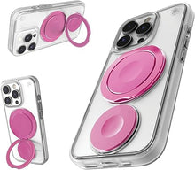 Load image into Gallery viewer, STM Roll Spin MagSafe® Case for iPhone 16 Pro Max - Designed to Calm Your Mind- Fidget Spinning Disc- Impact Absorbing TPU for Enhanced Drop Protection - 360° Kickstand - Clear/Pink