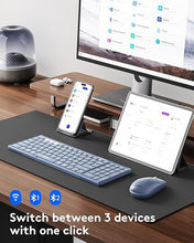 Load image into Gallery viewer, Foldable Keyboard and Mouse, Samsers Folding Bluetooth Keyboard Mouse Combo, 2.4G + BT5.0 x 2, Full-Size Portable Travel Keyboard & Rechargeable Wireless Mouse for Windows Android iOS Mac OS, Blue