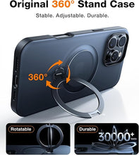 Load image into Gallery viewer, TORRAS Upgraded 360°Spin Magnetic Stand for iPhone 16 Pro Case, Fit for MagSafe, Built-in Kickstand & Ring Holder, Mil-Grade Protective Soft Edge Translucent Slim Case for iPhone 16 Pro, Black 6.3''