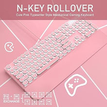 Load image into Gallery viewer, Camiysn Typewriter Style Mechanical Gaming Keyboard, Pink Retro Punk Gaming Keyboard with White Backlit, 104 Keys Blue Switch Wired Cute Keyboard, Round Keycaps for Windows/Mac/PC